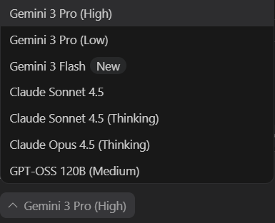 Model Selection Menu